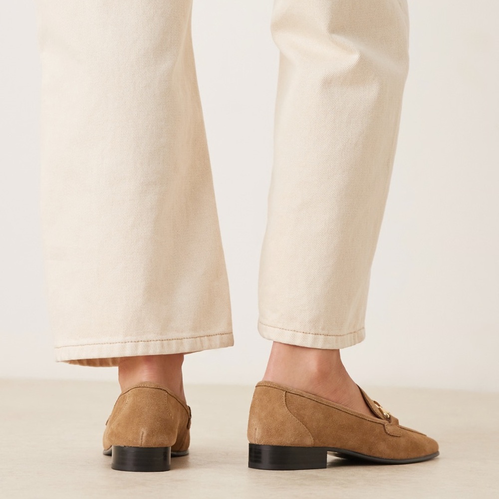 Mango MNG Tan Suede leather Loafers with Gold Accent; size 38 ( US 7.5); NWT - Picture 6 of 11